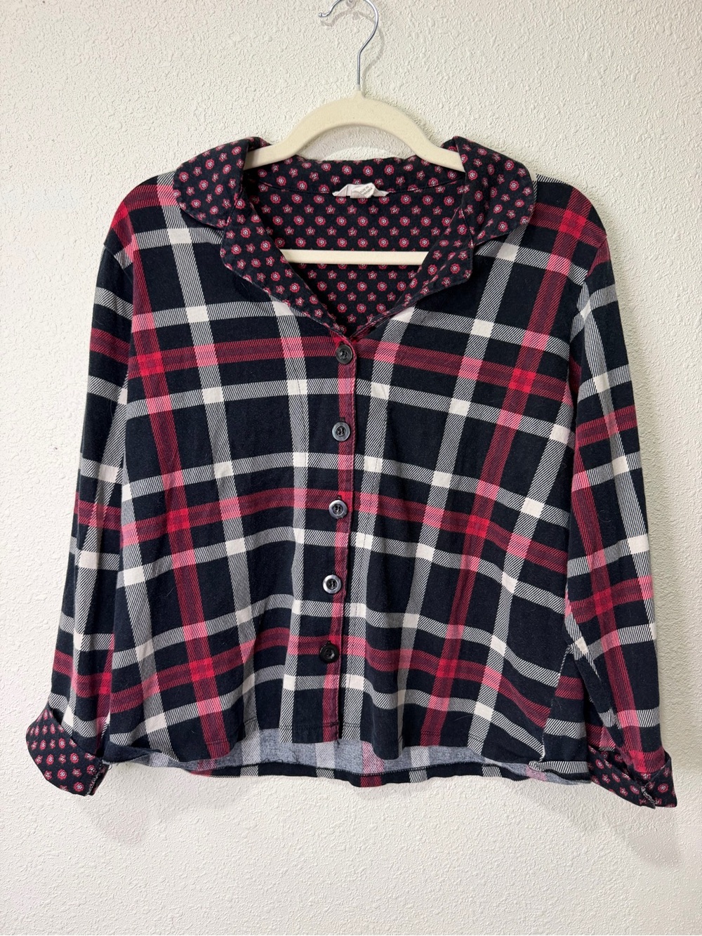 Vera Bradley Women's Long Sleeve Pajama Top Plaid Button Up Cotton Size Medium